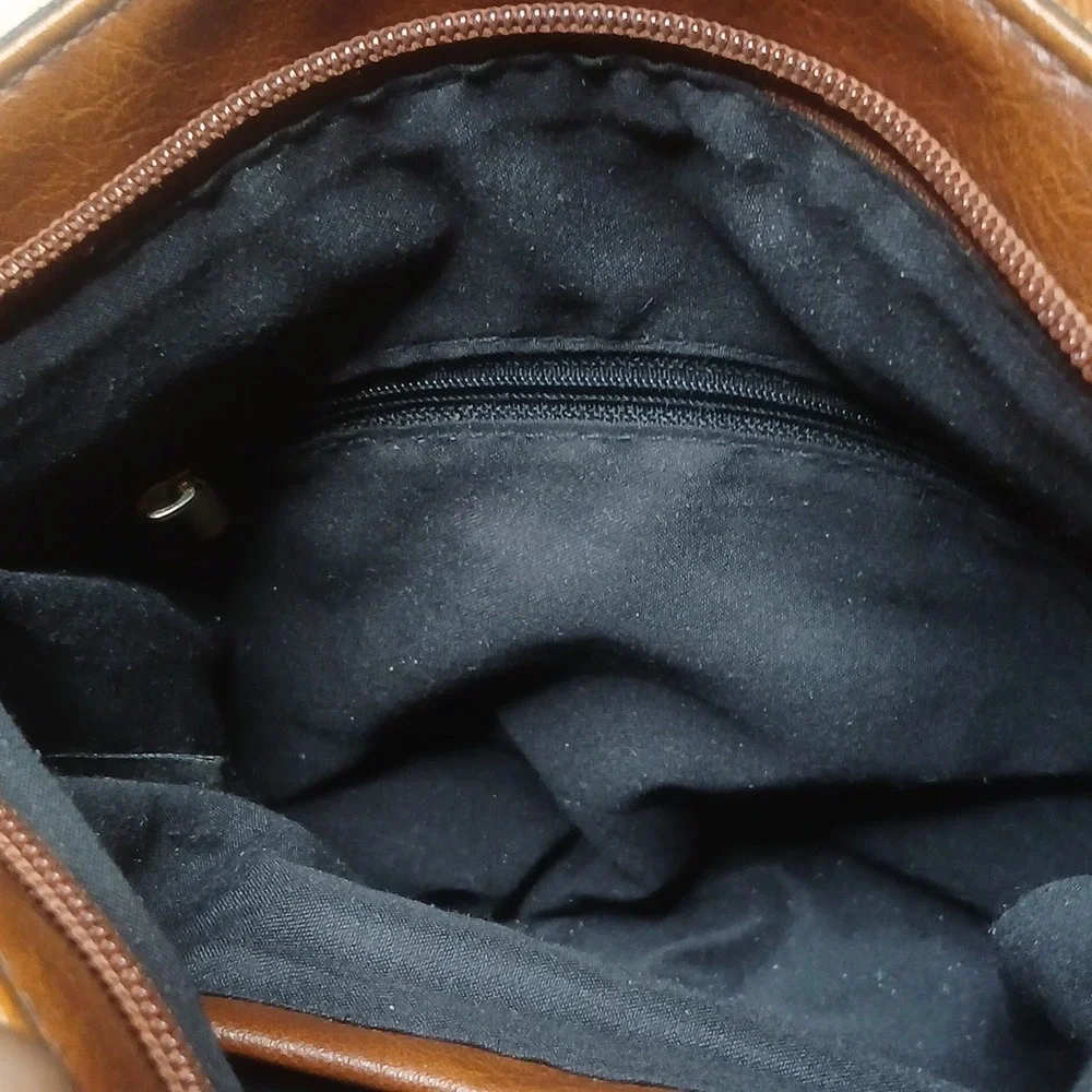 Crossbody‎ Bag Women Small Brown Floral Embossed Faux Leather Western